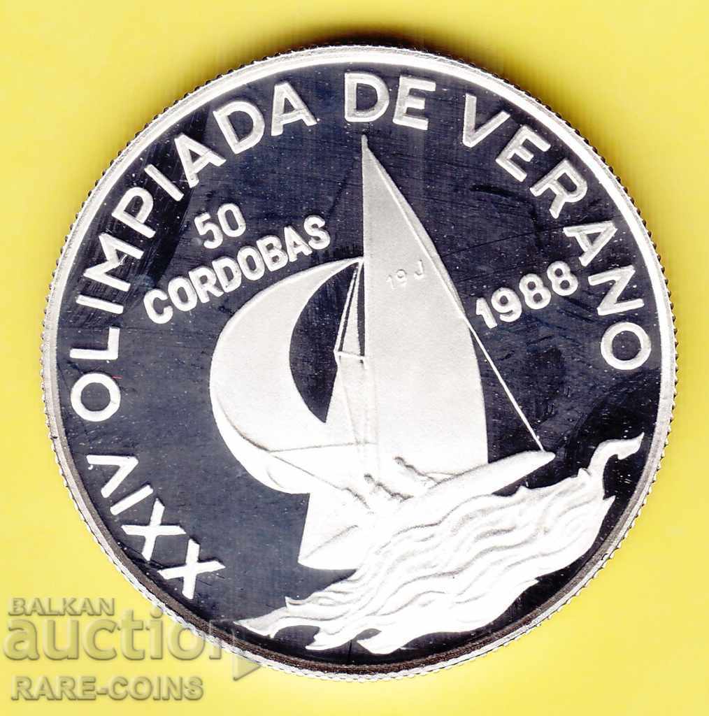 RS (7)   Никарагуа 50 Кордоба 1988 PROOF UNC Сребро