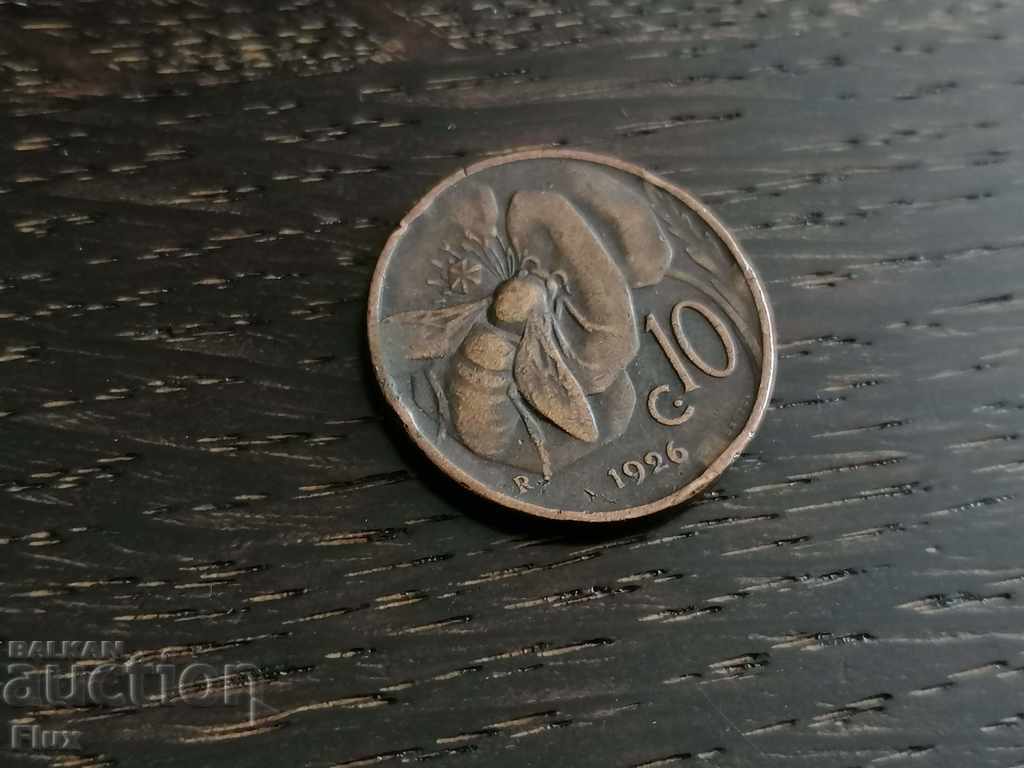 Монета - Италия - 10 чентесими | 1926г.