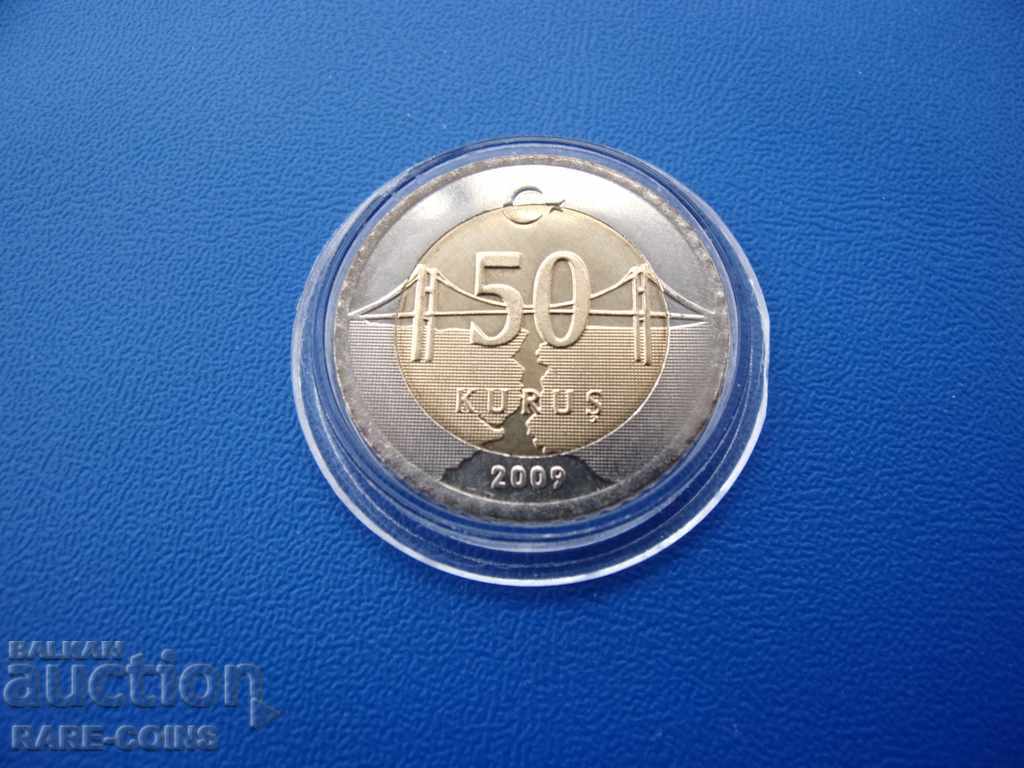 RS (15) Turkey Bimetal 50 Kurush 2009 UNC with price € 1.53 | 2.99 BGN