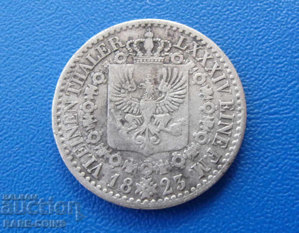 RS (16) Germany-Prussia-1/6 thaler 1823 A Berlin BZC Rare