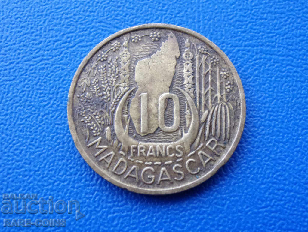 RS (17) Madagascar 10 Franco 1953 Rare