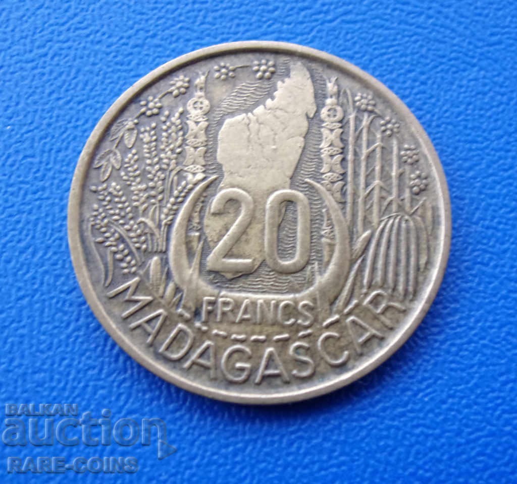 RS (17) Madagascar 20 Franco 1953 Rare UNC