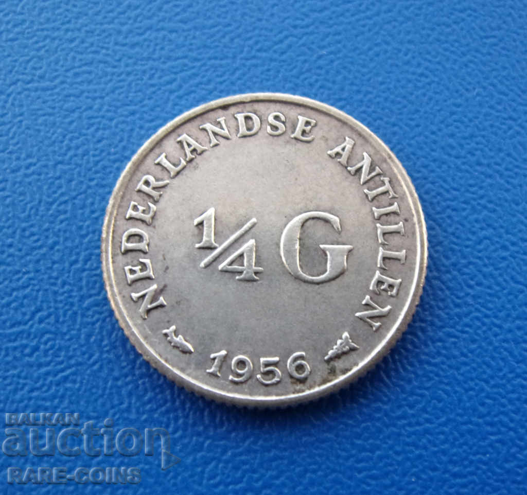 RS(17)  Холандски Антили ¼ Гулден 1956 Сребро Rare