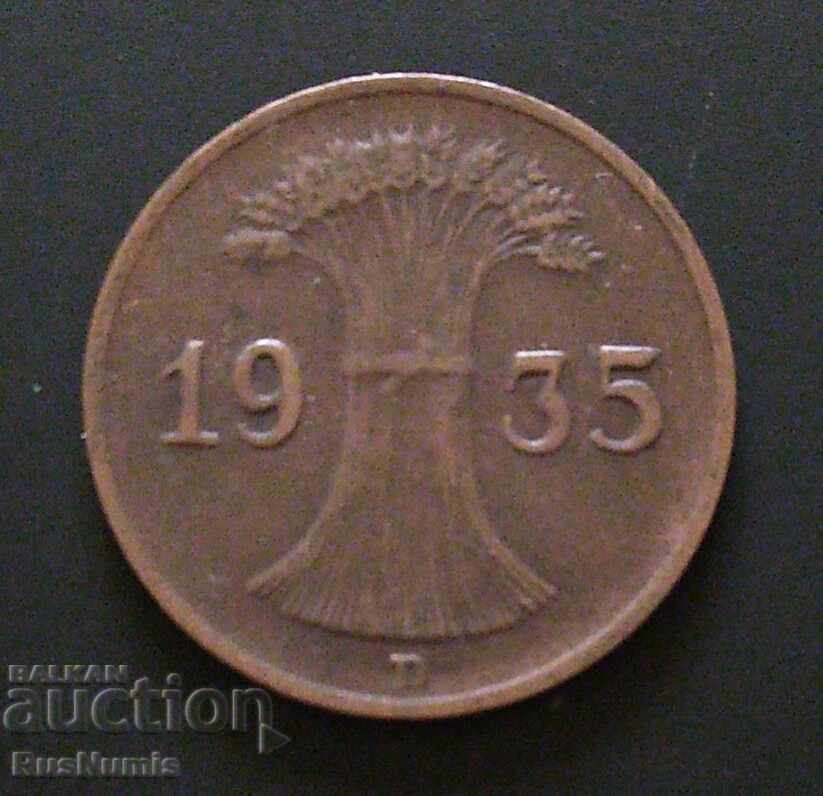 Germany. Weimar. 1 pfenig 1935 D. with price 1.50 BGN | € 0.77