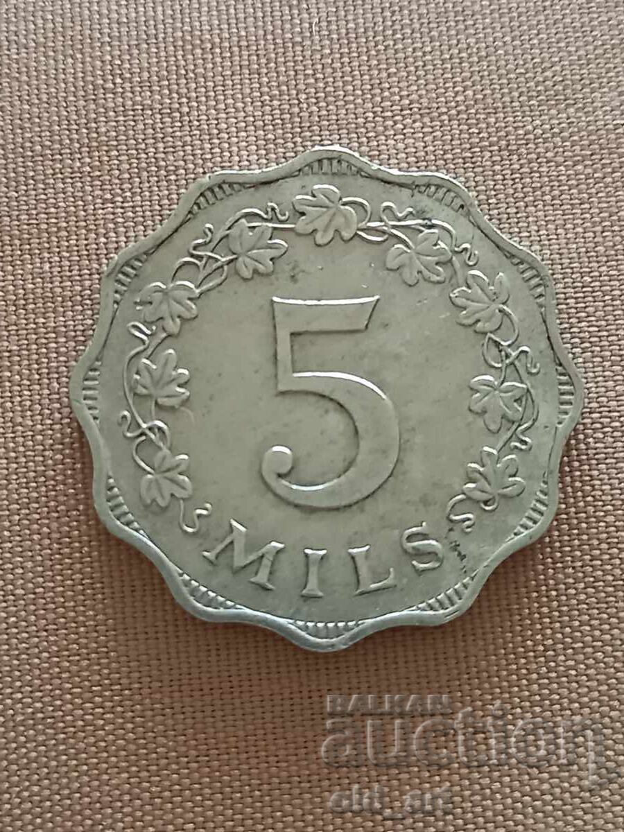 Monedă - Malta, 5 mils 1972 Monedă - Malta, 5 mils 1972