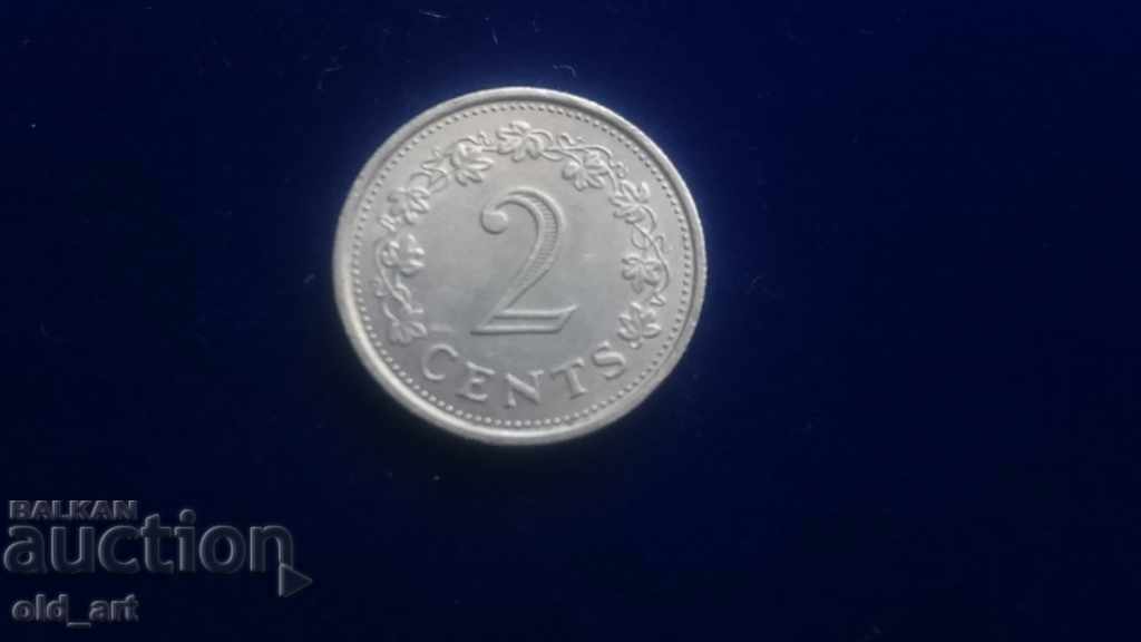 Coin - Malta, 2 cents 1972
