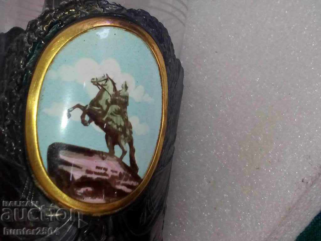 Stirred with a serving insert + fire cup, USSR, beginning of the last century with price 89.95 BGN | € 45.99 Stirred with a serving insert + fire cup, USSR, beginning of the last century with price 89.95 BGN | € 45.99