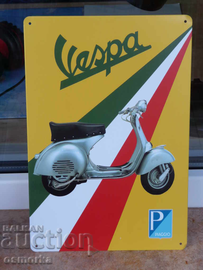 Plăcuță metalică cu motor Vespa Vespa scooter de moped Italia
