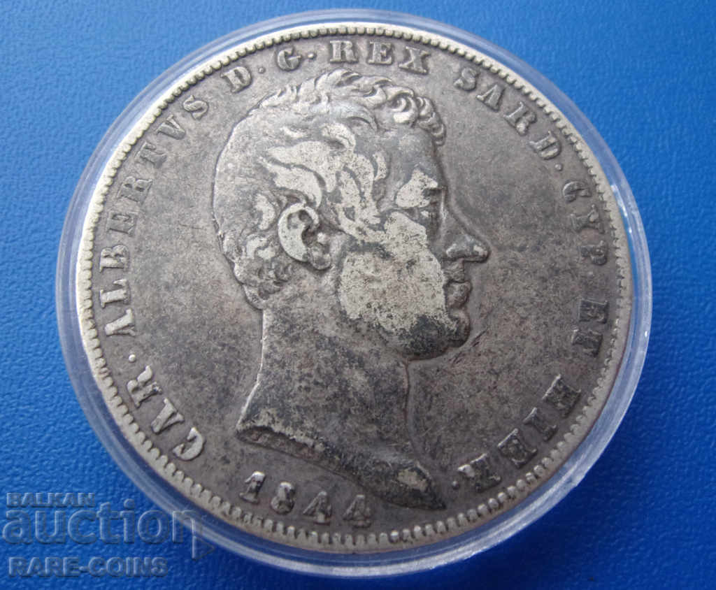 Σαρδηνία 5 κιλά 1844 Ασημένιο σπάνιο αρχικό με τιμή € 104.81 | 204.99 BGN