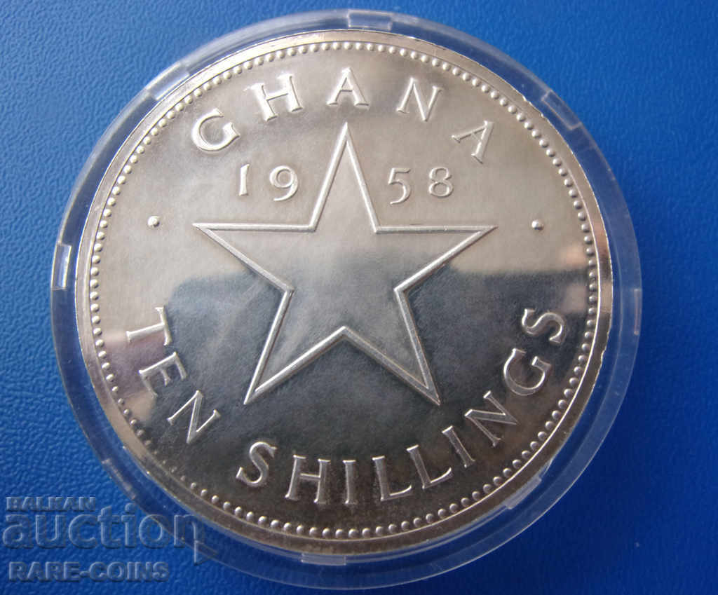 Ghana 10 Shilling 1958 Silver Rare Original