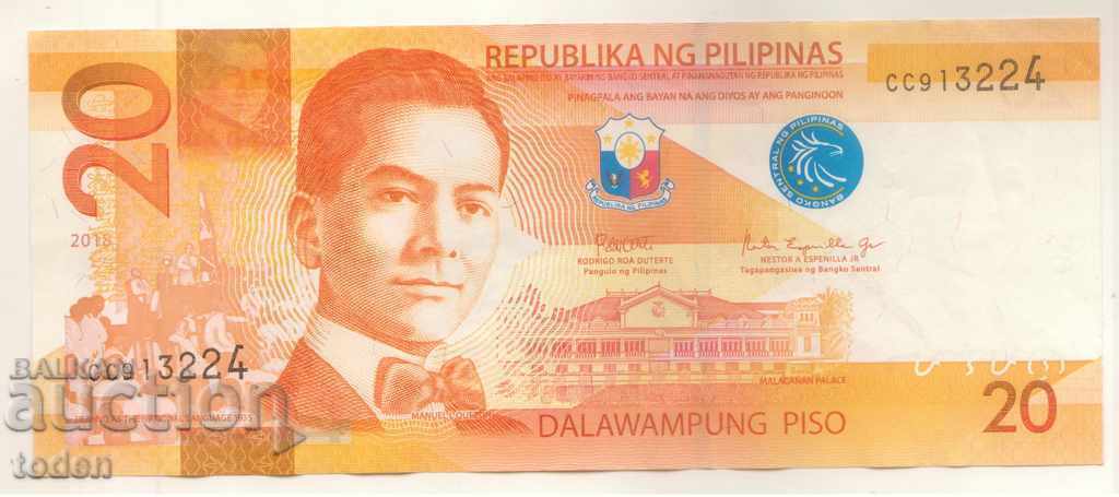 ++ Φιλιππίνες-20 Piso-2018-P 206c.1-Χαρτί