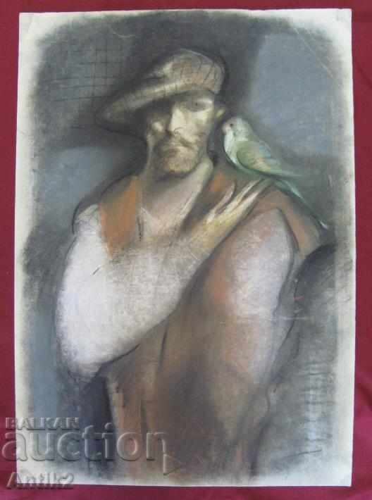 Original Pastel and Mixed Media Painting on Cardboard Original Pastel and Mixed Media Painting on Cardboard