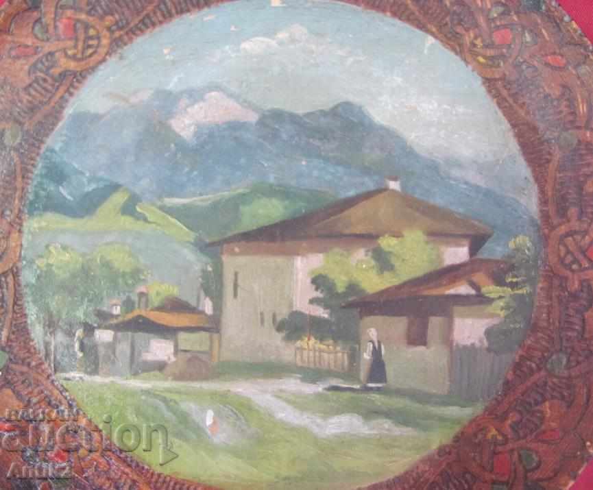 19th Century Antique Wooden Plate with Drawing with price 80.00 BGN | € 40.90 19th Century Antique Wooden Plate with Drawing with price 80.00 BGN | € 40.90