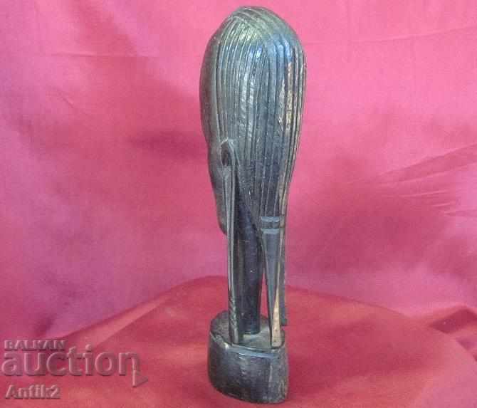 Auction Old Original African Wooden Figure - Head of a woman Auction Old Original African Wooden Figure - Head of a woman