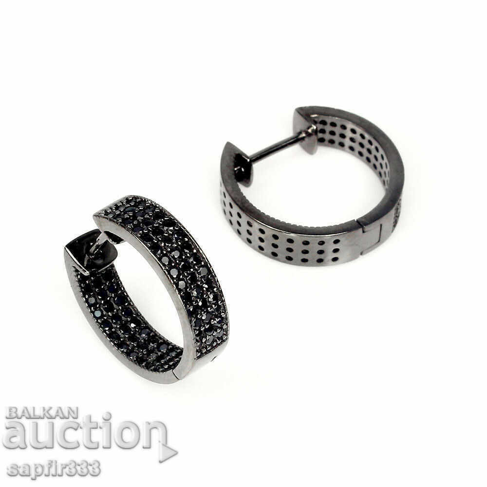 Auction  UNIQUE GLITTER EARRINGS WITH BLACK SPINELS