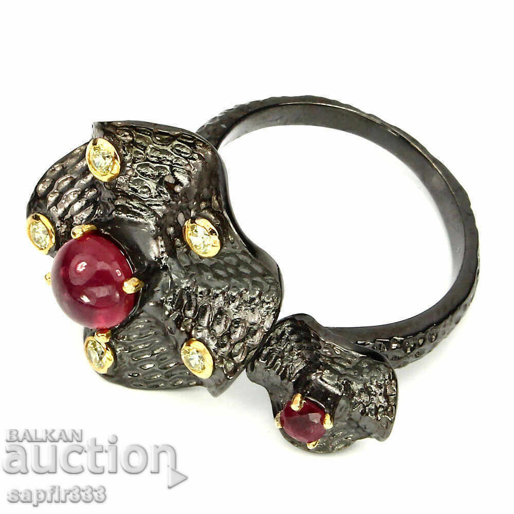 Auction REQUIRED LONG TERM SILVER RING WITH RUBINES AND PERIODS Auction REQUIRED LONG TERM SILVER RING WITH RUBINES AND PERIODS