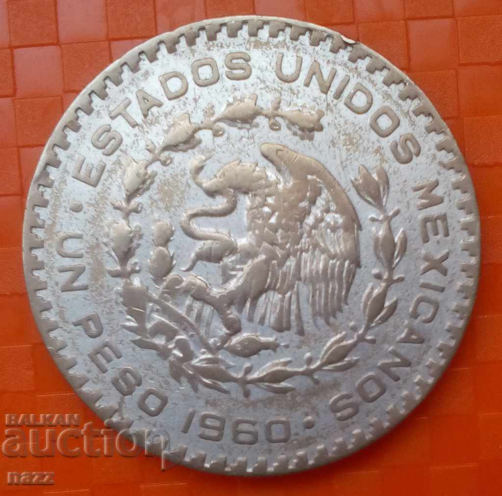 MEXICO 1 Peso 1960 - Srebro