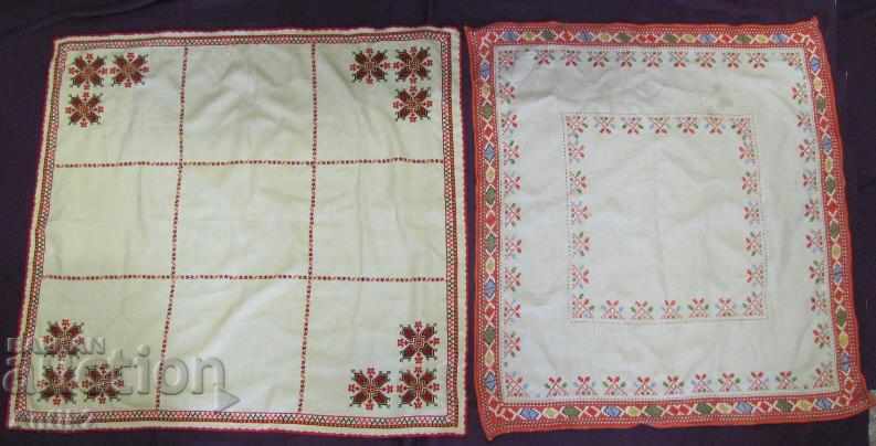 70s 2 Handmade Embroidered Tablecloths, Boxes
