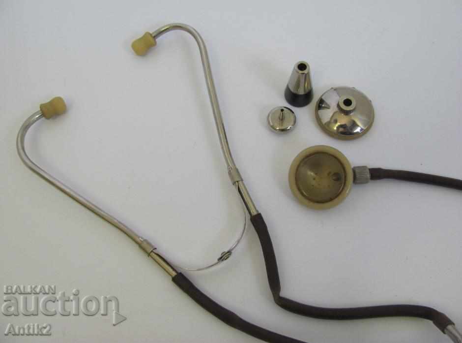Auction 19th Century Binaural Stethoscope with three original nozzles Auction 19th Century Binaural Stethoscope with three original nozzles