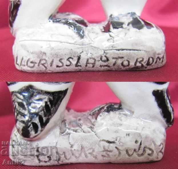 Old Ceramic Author's Miniature Figurine - 5