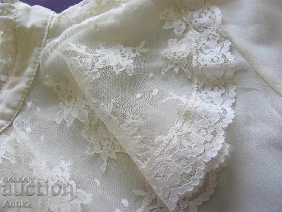 80s Silk Ladies Shirt with Lace - 5 80s Silk Ladies Shirt with Lace - 5