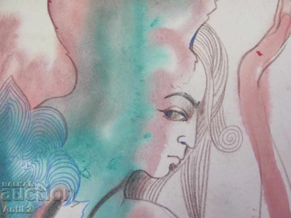 70-te Αυθεντική Ακουαρέλα υπογεγραμμένη - 5