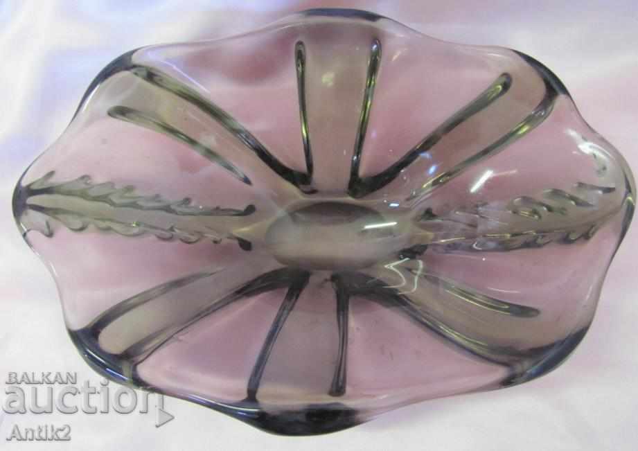 Auction Old Morano Crystal Glass Large Massive Fruit Cup Auction Old Morano Crystal Glass Large Massive Fruit Cup