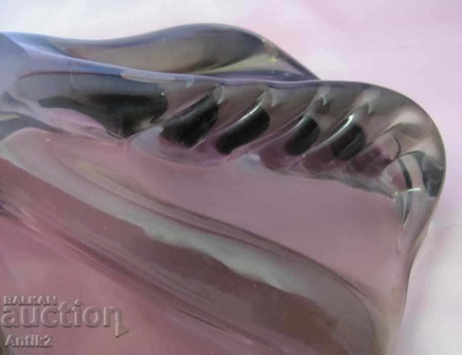 Old Morano Crystal Glass Large Massive Fruit Cup - 7 Old Morano Crystal Glass Large Massive Fruit Cup - 7