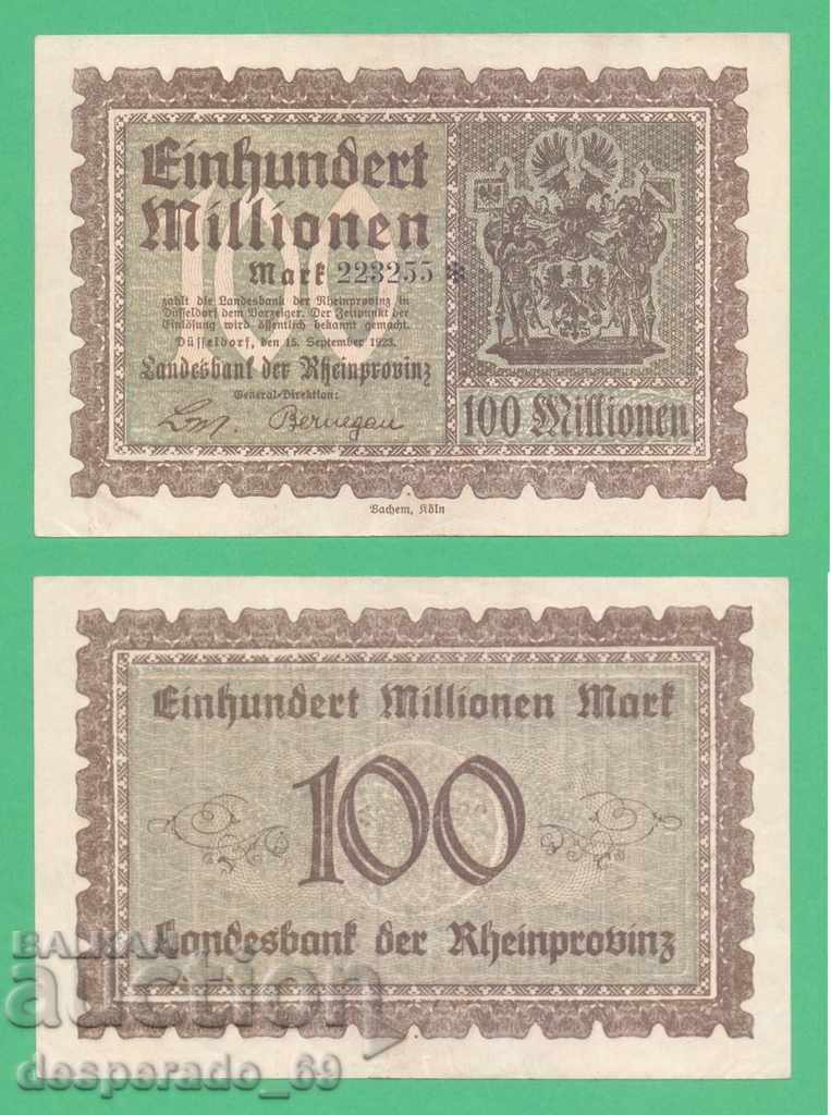 (¯` ’• .¸ GERMANIA (Renania) 100 de milioane de mărci 1923
