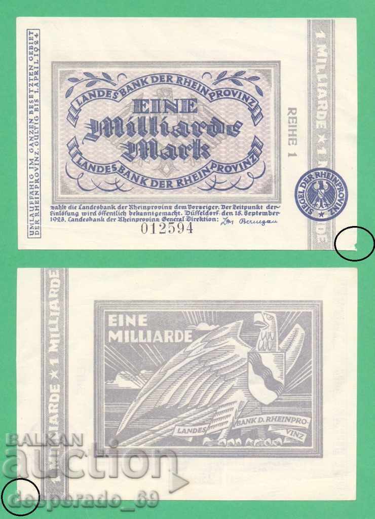 (¯` '• .¸ GERMANY (Rhineland) 1 billion marks 1923