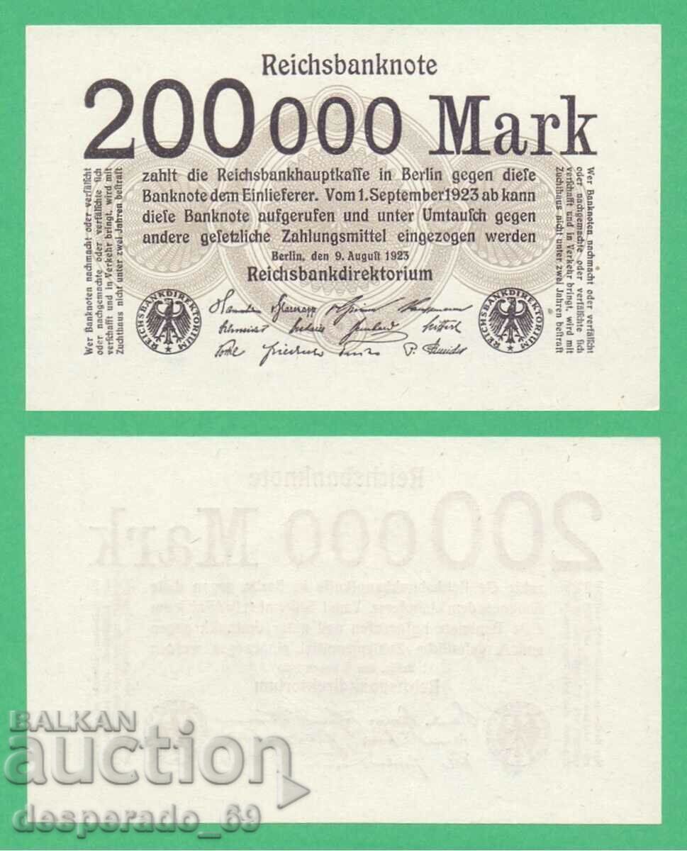 (¯`'•.¸ГЕРМАНИЯ  200 000 марки 09.08.1923  UNC¸.•'´¯)