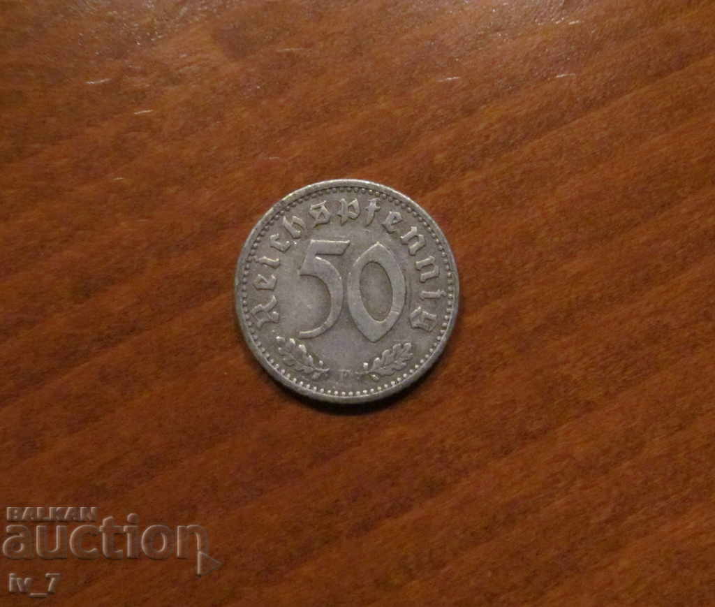 50 REICHSPFENING 1935 GERMANIA, litera F-Monedă rară