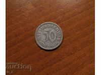 50 РАЙХСПФЕНИНГА  1935 година ГЕРМАНИЯ, буква F-Рядка монета