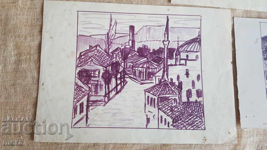 Licitație Lot de trei schițe ale unui artist vechi din Razgrad Licitație Lot de trei schițe ale unui artist vechi din Razgrad