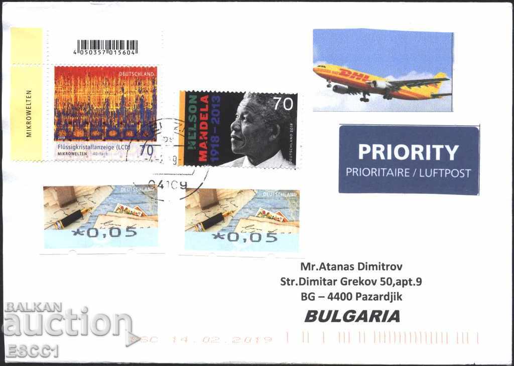 Пътувал плик с марки Н. Мандела, Микросветове 2018 Германия