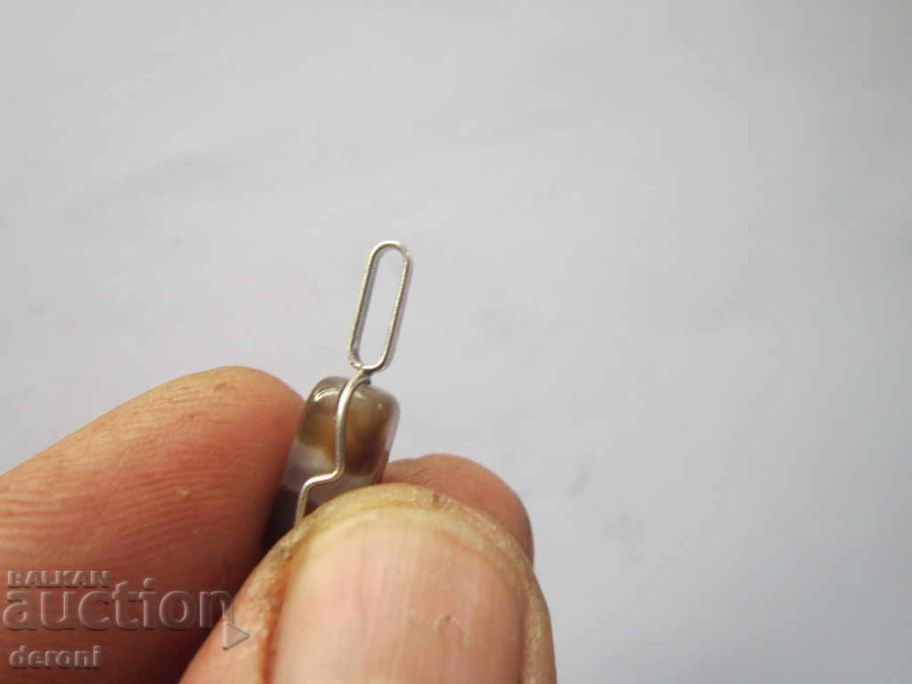 Old silver pendant with stone pendant - 5