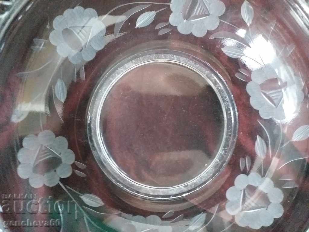 Crystal engraved fruit bowl from the 1930s. - 5