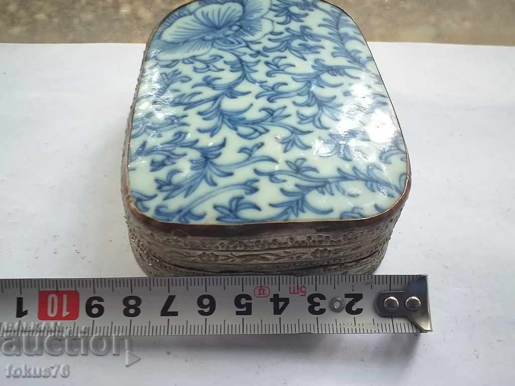 ANTIQUE SILVER BOX WITH PORCELAIN - 5 ANTIQUE SILVER BOX WITH PORCELAIN - 5