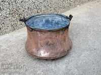 Old copper cauldron, copper, cauldron, forged vessel