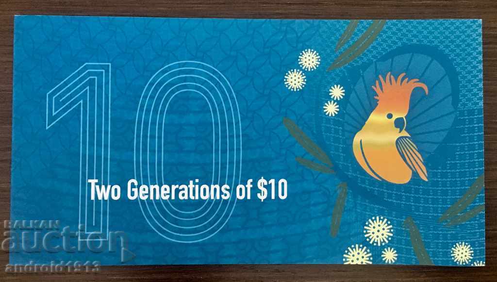 AUSTRALIA - $ 10 2015 (P-58h) and $ 10 2017 (P-63), Folder, UNC