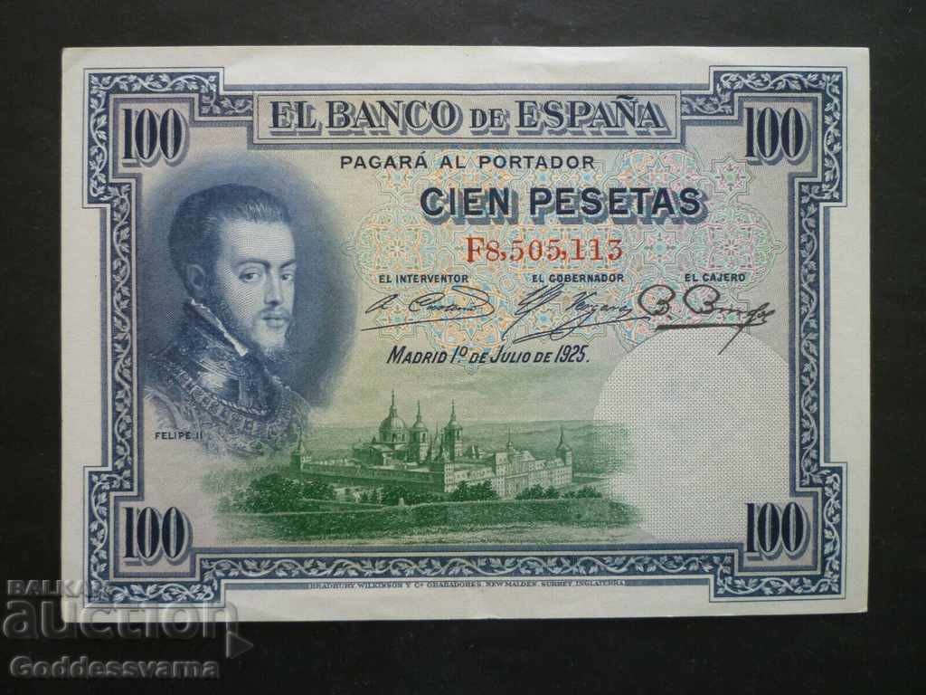 Spain 100 Pesetas 1925 Pick 69 Ref 5113 Uncirculated Spain 100 Pesetas 1925 Pick 69 Ref 5113 Uncirculated