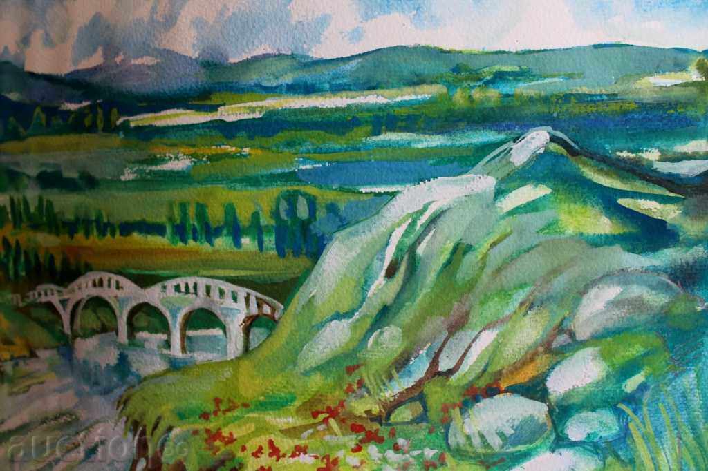 . AQUAREL PAINTING LANDSCAPE SIGNED EMA C 98 with price 35.00 BGN | € 17.90 . AQUAREL PAINTING LANDSCAPE SIGNED EMA C 98 with price 35.00 BGN | € 17.90