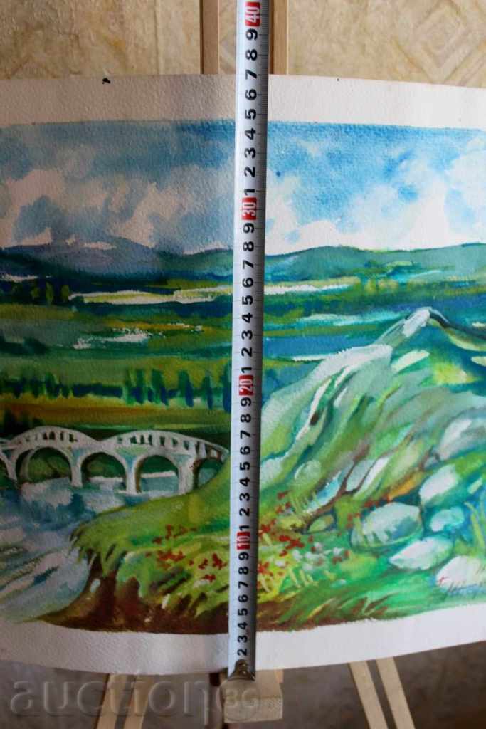 Delivery of . AQUAREL PAINTING LANDSCAPE SIGNED EMA C 98