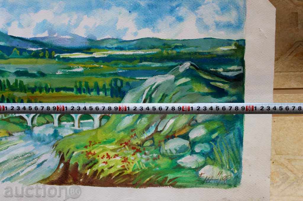 . AQUAREL PAINTING LANDSCAPE SIGNED EMA C 98 - 5 . AQUAREL PAINTING LANDSCAPE SIGNED EMA C 98 - 5