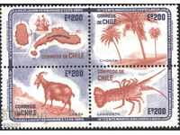 Чисти марки Фауна Омар Коза  Палми Карта Кораб 1974 от  Чили