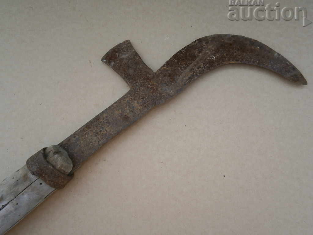 old primitive crooked knife kosher hand forged - 5