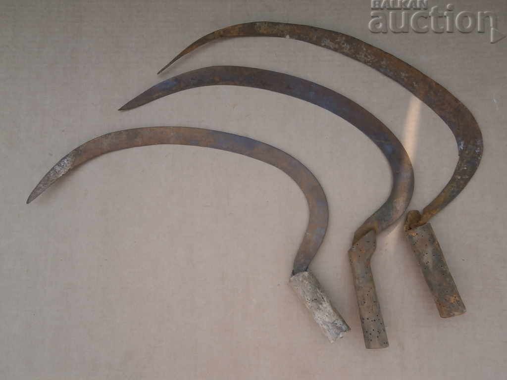 Old Forged Sickle Agricultural Tool Wrought Iron Lot