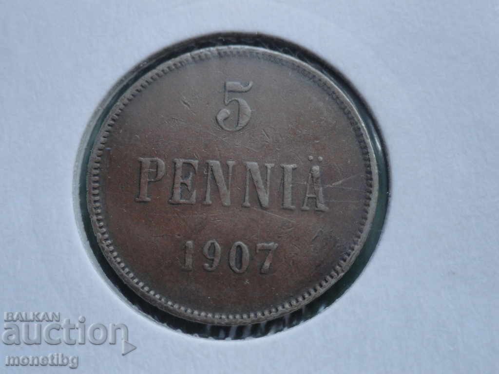 Русия (за Финландия) 1907г. - 5 пениа Русия (за Финландия) 1907г. - 5 пениа