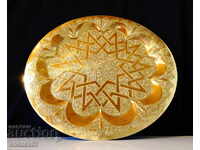 Persian bronze tray, platter, blue 810 gr