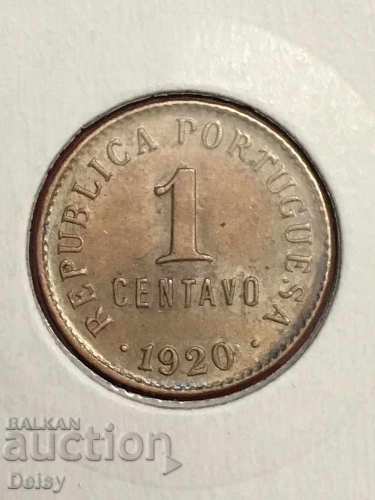 Португалия 1 центаво 1920г.